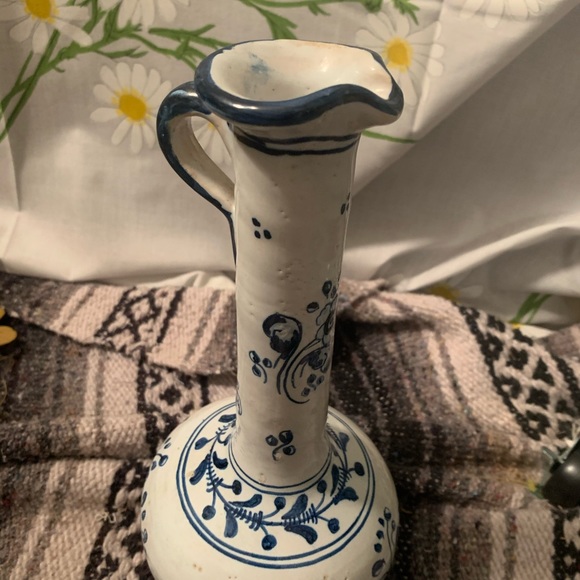 Talavera mexican hand painted blue pitcher vase - Picture 2 of 5